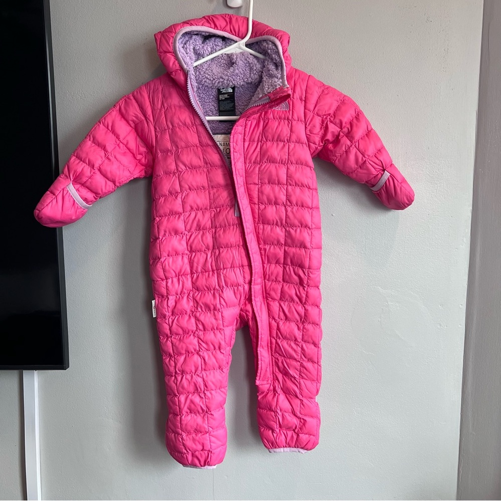 The North Face ThermoBall Hooded One-Piece Snowsuit Pink Purple Infant 12-18M
